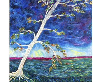 OLIO SU TELA CHIARA MAGNI ' PROFOUND ROOTS ' dimensioni L 100 x H 100 cm.