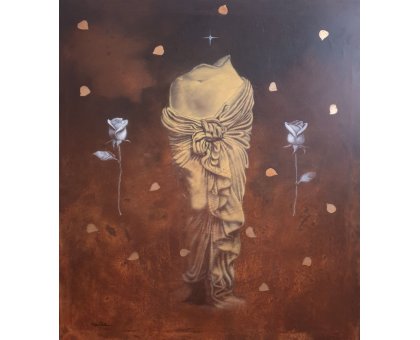 MIXED MEDIA FABIO PERLA " VENUS ROSARIUM " size L 90 x H 100 cm.