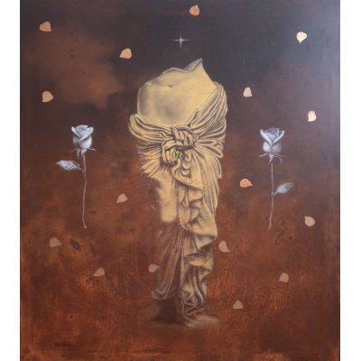 MIXED MEDIA FABIO PERLA " VENUS ROSARIUM " dimensioni L 90 x H 100 cm.