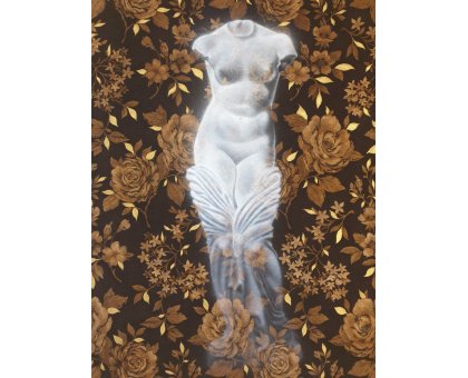 ACRILICO SU TESSUTO FABIO PERLA ' VENUS ROSA HORTUS ' dimensioni L 80 x H 100 cm.