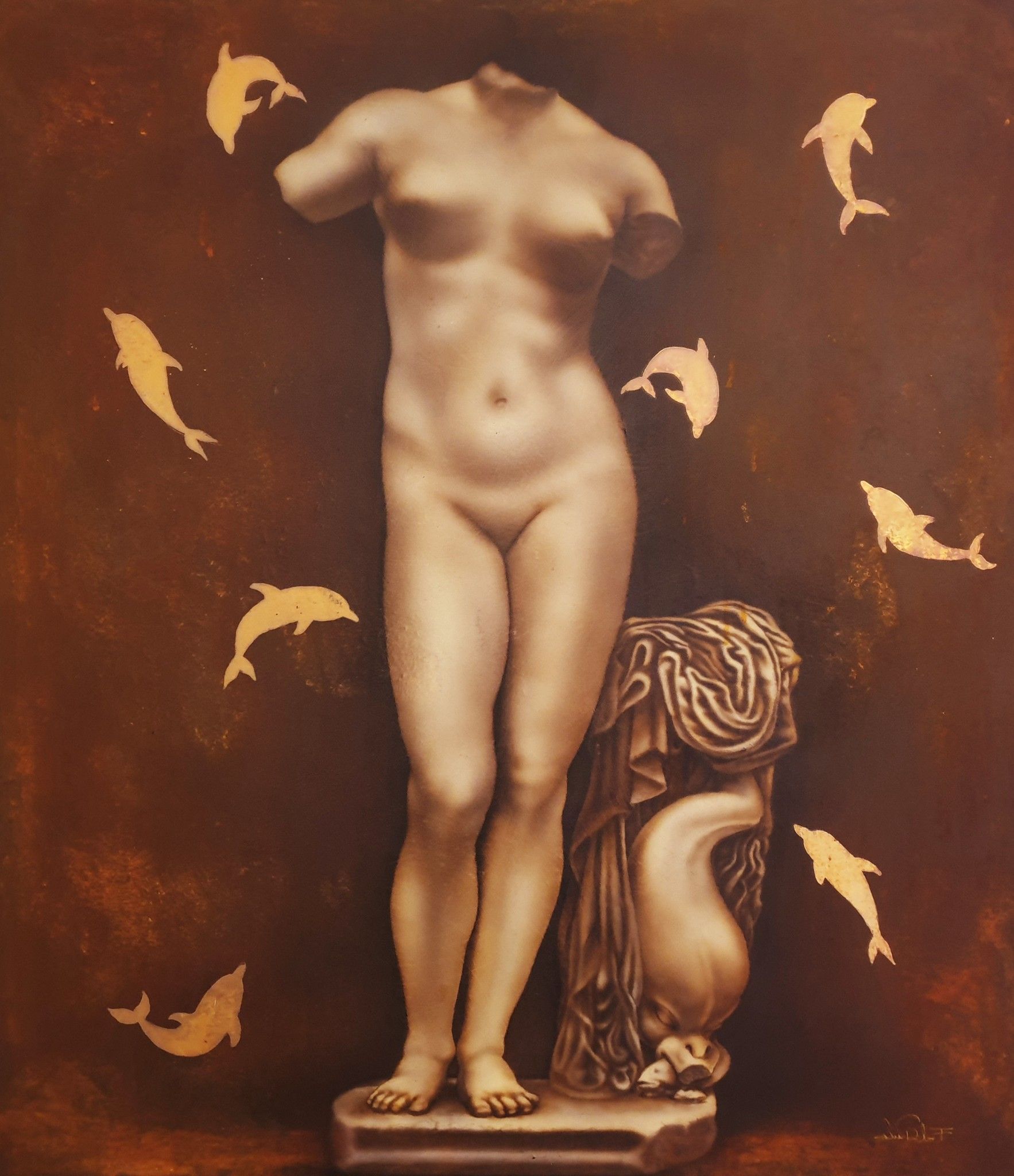 MIXED MEDIA  FABIO PERLA " VENUS AUTEM CIRENE "  size  L 90 x H 100 cm.