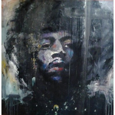 OLIO SU TELA WALTER MARIN ' JIMI HENDRIX ' dimensioni L 100 x H 100 cm.