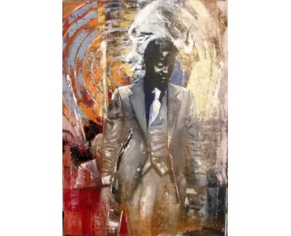 OIL ON CANVAS WALTER MARIN " GUITAR " size L 70 x H 100 cm.