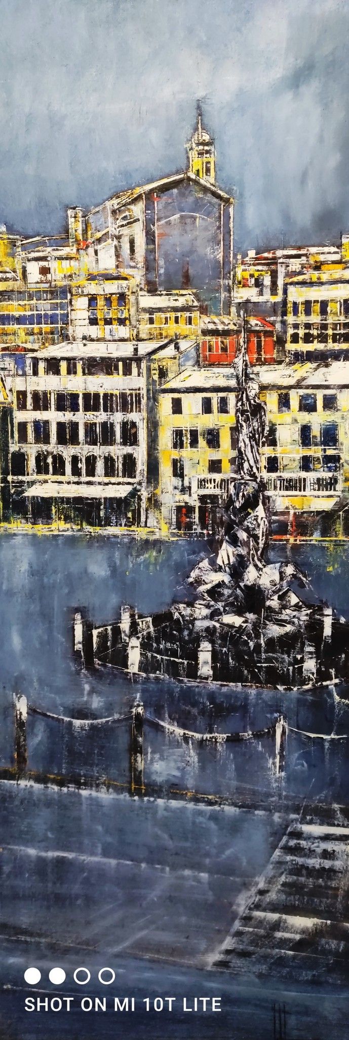 OIL WITH  SPATULA  ANTONIO CAPOFERRI " LOVERE PIAZZA XIII MARTIRI "  size  L 50 x H 140 cm.