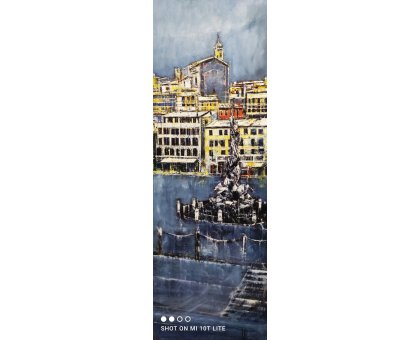 OIL WITH SPATULA ANTONIO CAPOFERRI " LOVERE PIAZZA XIII MARTIRI " size L 50 x H 140 cm.