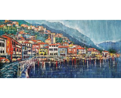 OLIO A SPATOLA ANTONIO CAPOFERRI ' TAVERNOLA ' dimensioni L 160 x H 80 cm.