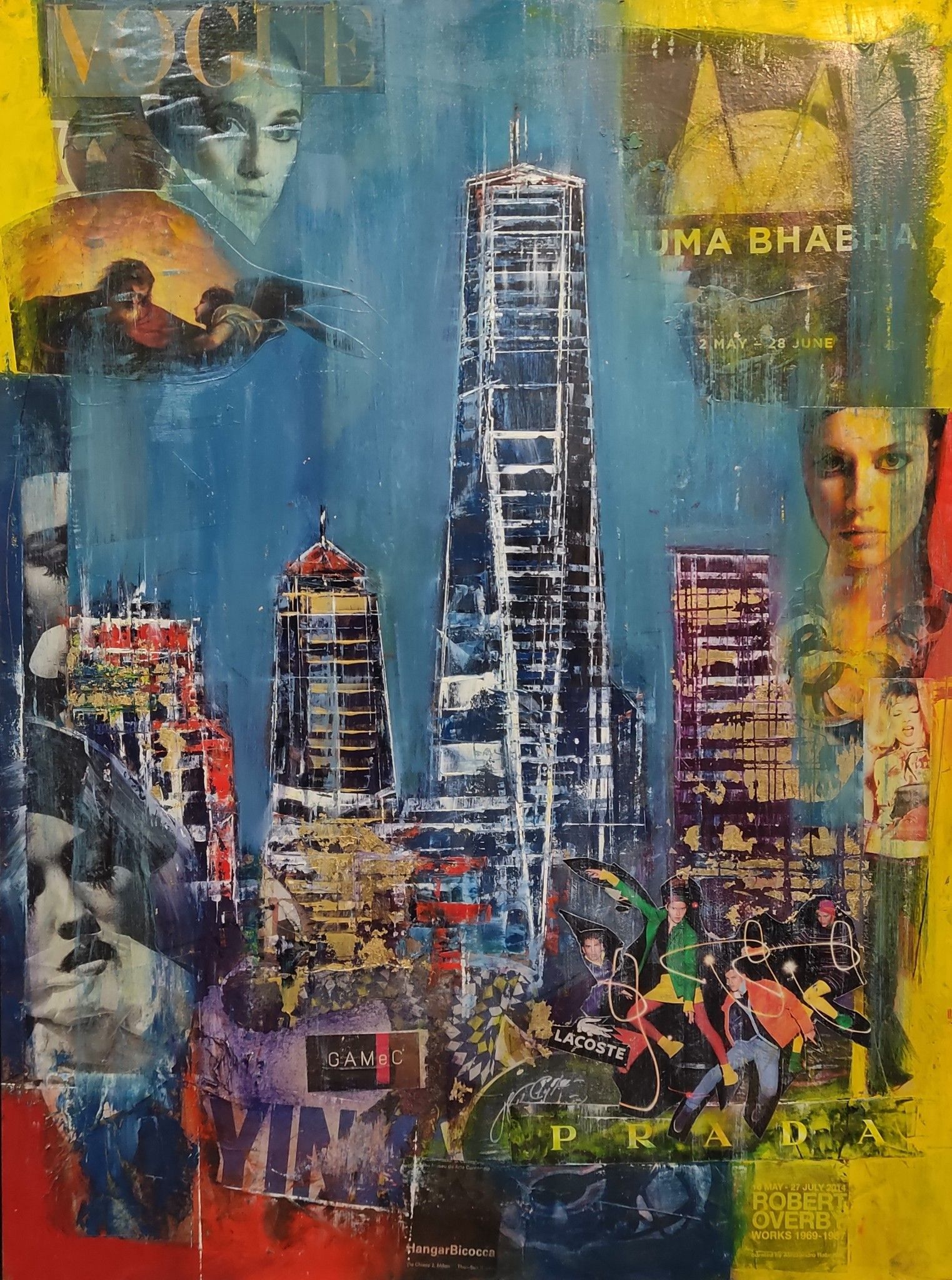 MIXED MEDIA  ANTONIO CAPOFERRI  " NEW YORK 2 "  size  L 60 x H 80 cm.