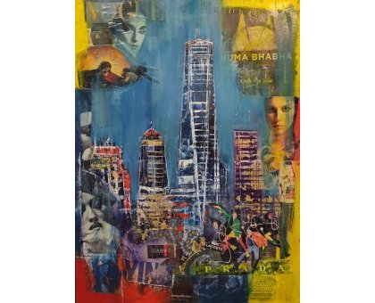 MIXED MEDIA ANTONIO CAPOFERRI ' NEW YORK 2 ' dimensioni L 60 x H 80 cm.