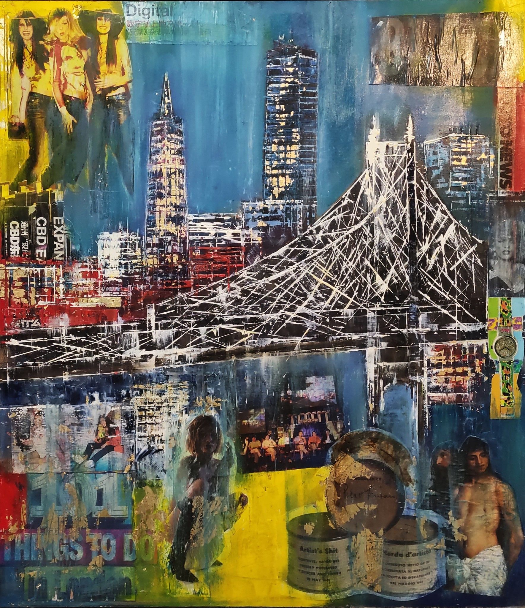 MIXED MEDIA  ANTONIO CAPOFERRI " NEW YORK "  size  L 70 x H 80 cm.