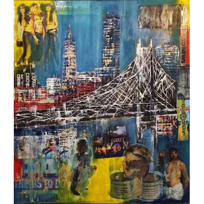 MIXED MEDIA ANTONIO CAPOFERRI ' NEW YORK ' dimensioni L 70 x H 80 cm.