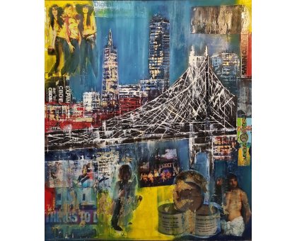 MIXED MEDIA ANTONIO CAPOFERRI ' NEW YORK ' dimensioni L 70 x H 80 cm.