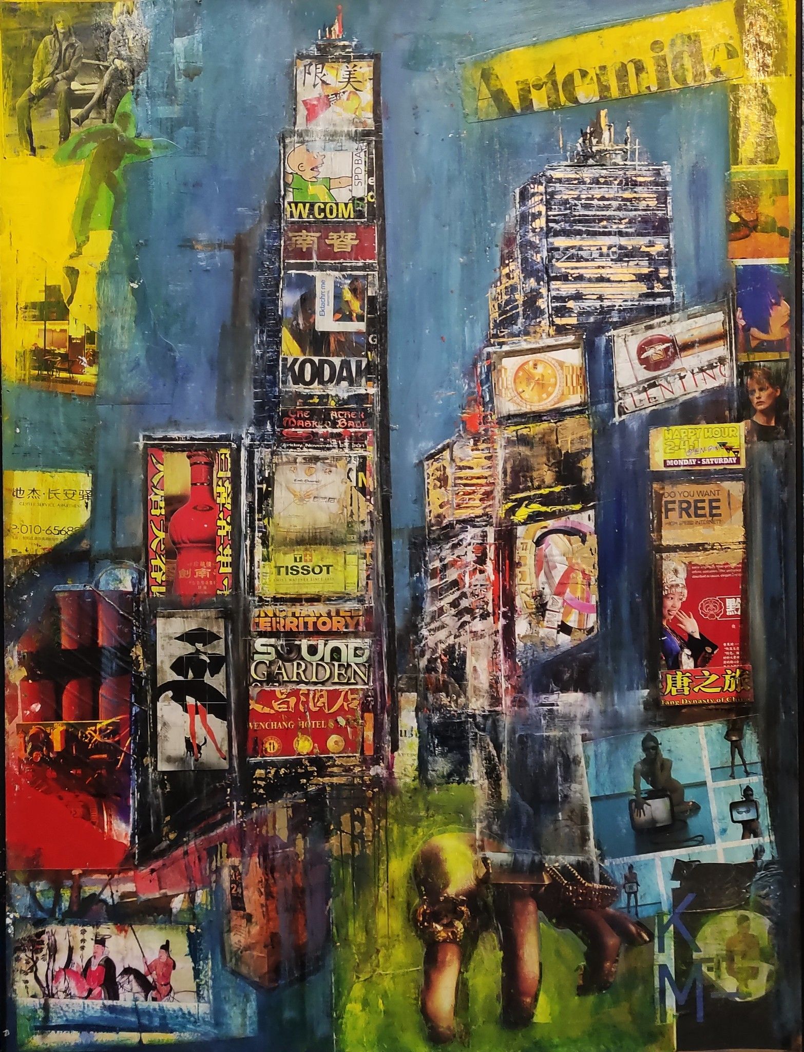 MIXED MEDIA  ANTONIO CAPOFERRI  " NEW YORK 4 " size  L 60 X H 80 cm.