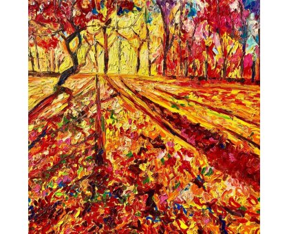 OLIO SU TELA CHIARA MAGNI ' CAMOUFLAGE ' dimensioni L 70 x H 70 cm.