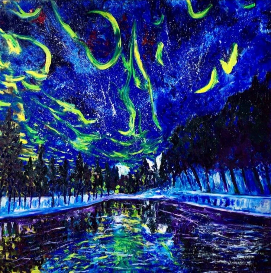 OLIO SU TELA CHIARA MAGNI ' ICED STARS '  dimensioni L 100 x H 100 cm.