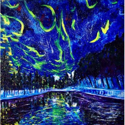 OLIO SU TELA CHIARA MAGNI ' ICED STARS ' dimensioni L 100 x H 100 cm.