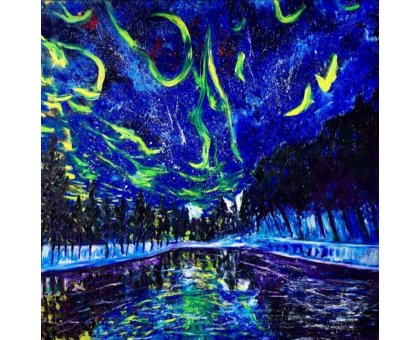 OLIO SU TELA CHIARA MAGNI ' ICED STARS ' dimensioni L 100 x H 100 cm.