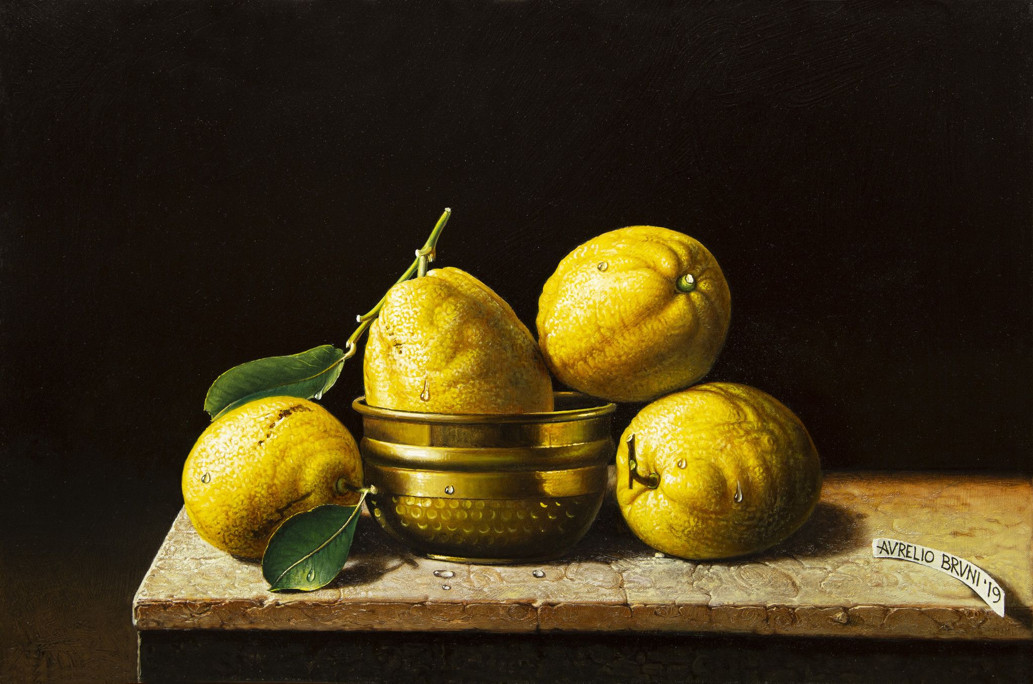 OIL ON CANVAS  AURELIO BRUNI ' LIMONI '  size   L 60 x H 40 cm.