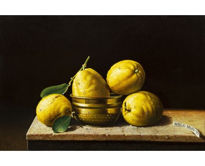 OIL ON CANVAS AURELIO BRUNI ' LIMONI ' size L 60 x H 40 cm.