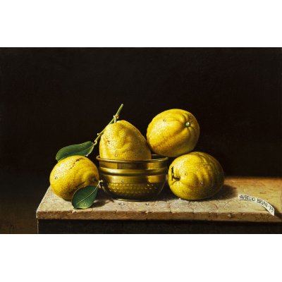 OLIO SU TELA AURELIO BRUNI ' LIMONI ' dimensioni L 60 x H 40 cm.