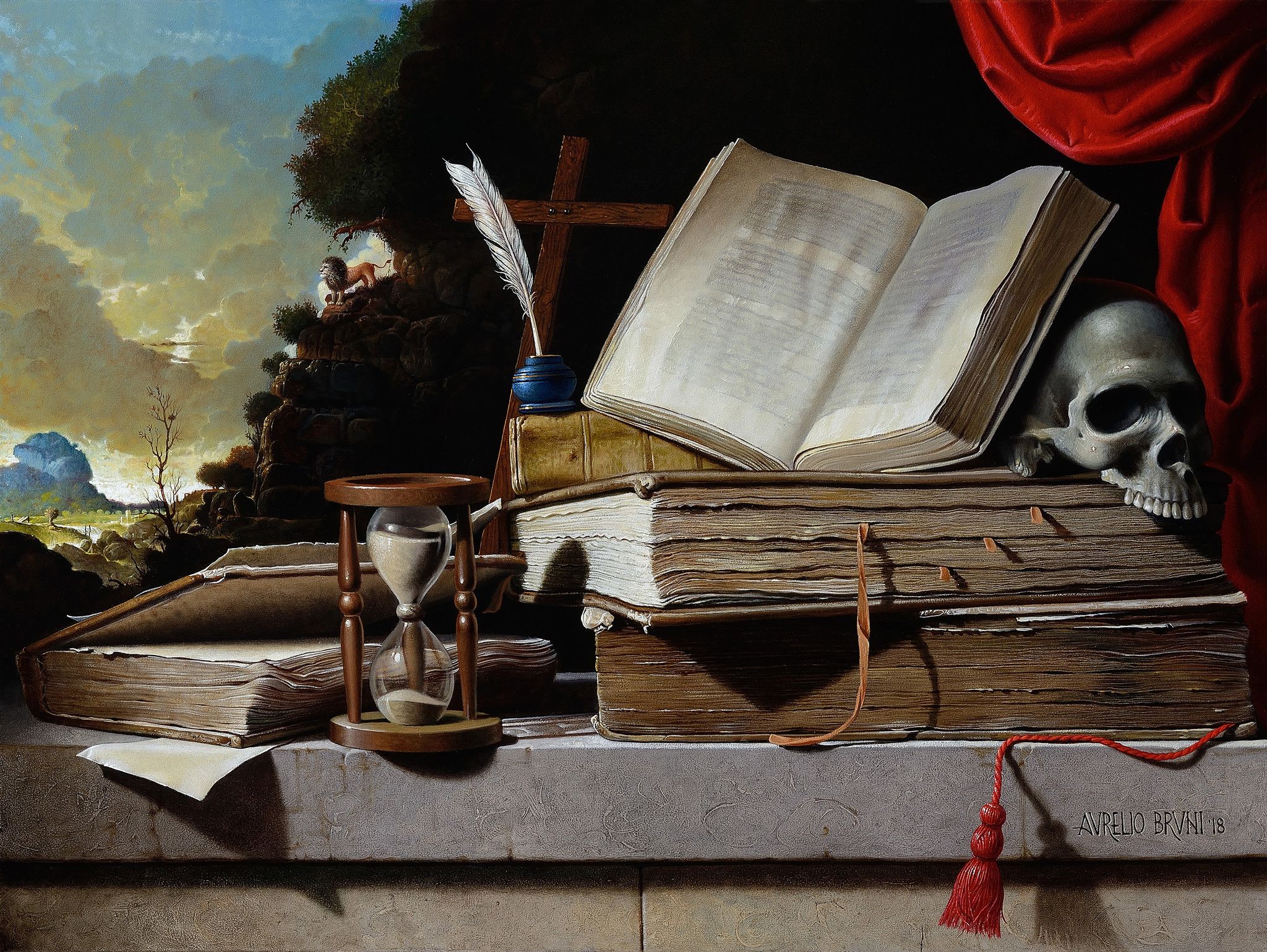 OIL ON CANVAS  AURELIO BRUNI ' EREMO DI S. GIROLAMO '  size  L 80 x H 60 cm.