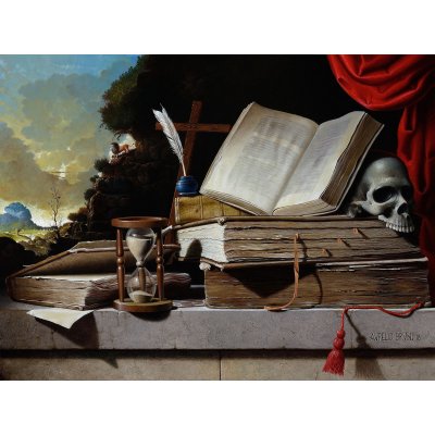 OLIO SU TELA AURELIO BRUNI ' EREMO DI S. GIROLAMO ' dimensioni L 80 x H 60 cm.