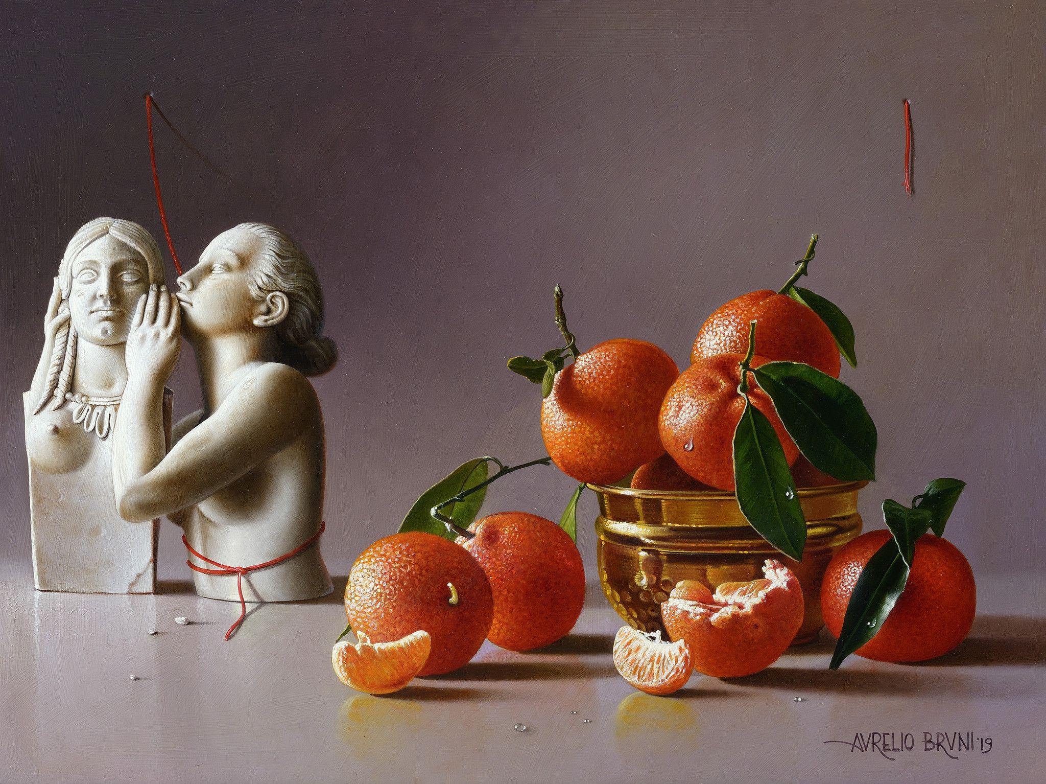 OIL ON CANVAS  AURELIO BRUNI ' LA CALUNNIA '  size  L 55,5 x H 42 cm.