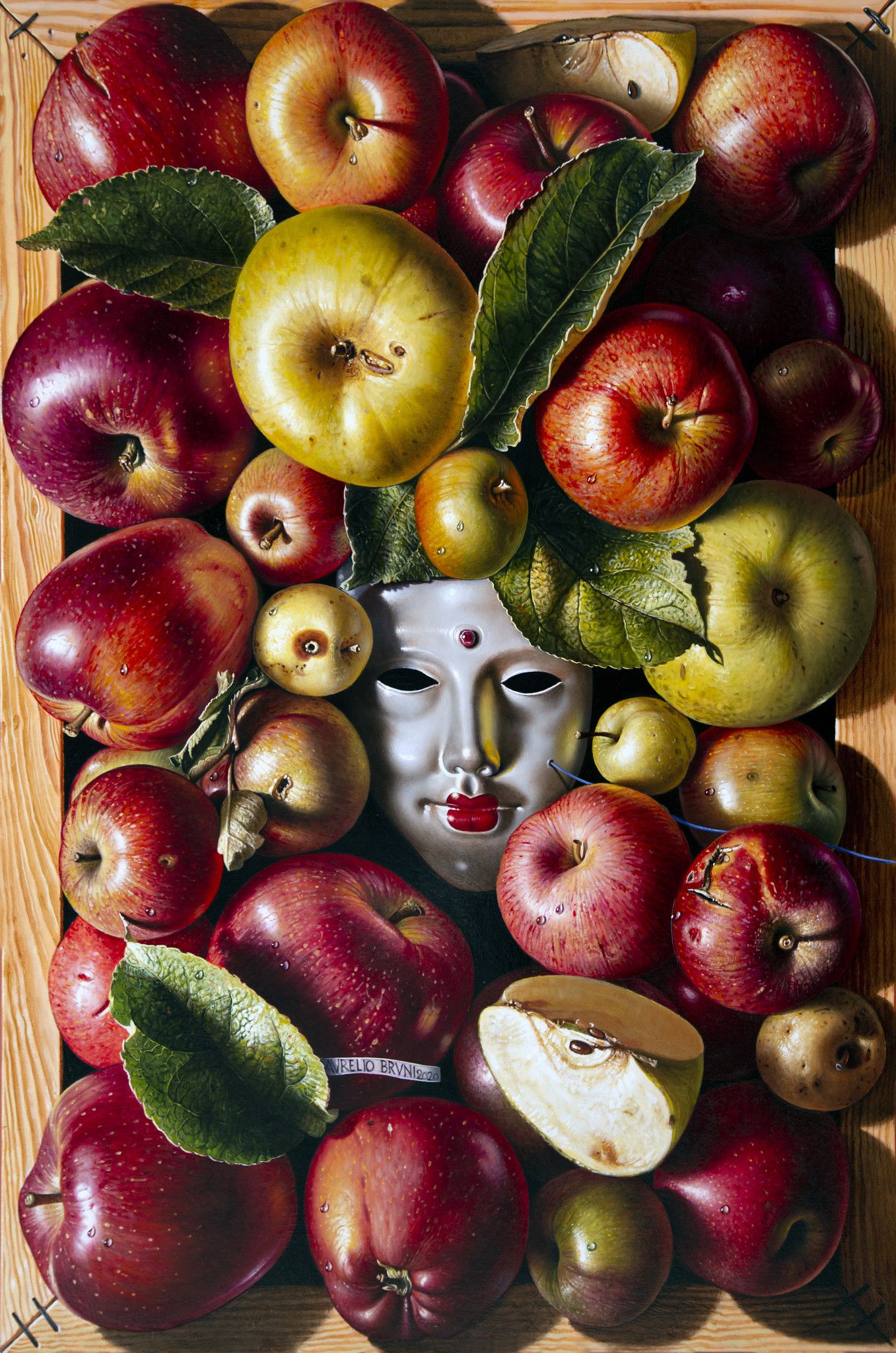 OIL ON CANVAS  AURELIO BRUNI ' EVA E BACCO '  (diptych)  size  L 120 x H 90 cm.