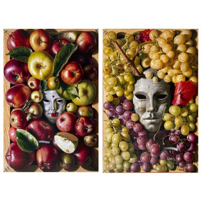 OLIO SU TELA AURELIO BRUNI ' EVA E BACCO ' (dittico) dimensioni L 120 x H 90 cm.