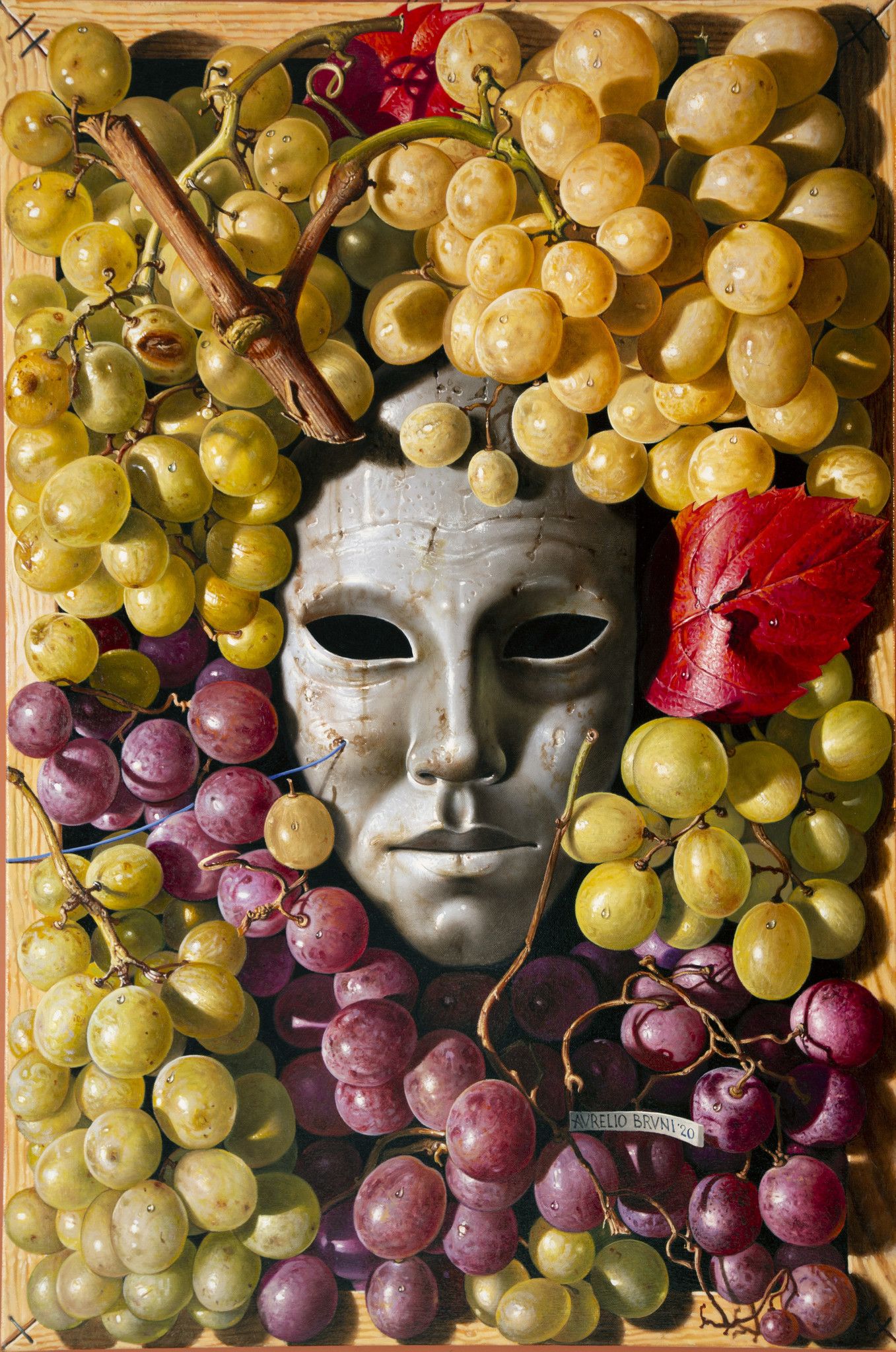 OIL ON CANVAS  AURELIO BRUNI ' EVA E BACCO '  (diptych)  size  L 120 x H 90 cm.