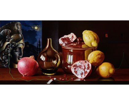 OIL ON CANVAS AURELIO BRUNI ' RETROPENSIERO ' size L 80 x H 40 cm.