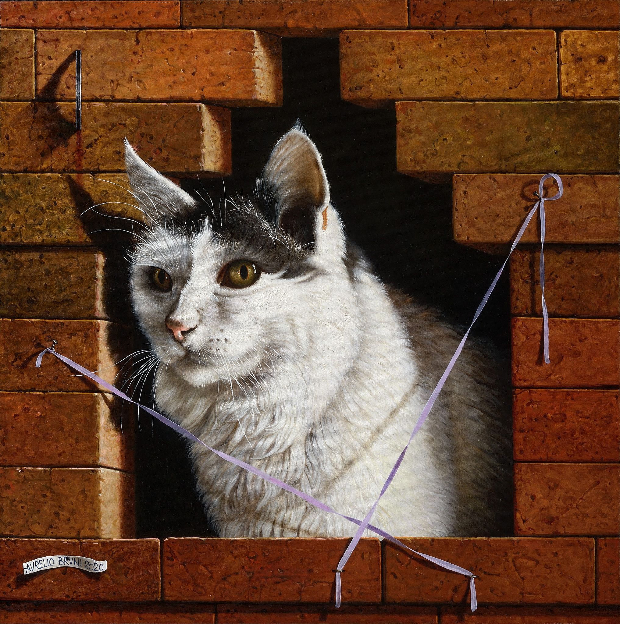 OIL ON CANVAS  AURELIO BRUNI ' CIRCE '   size  L 60 x H 60 cm.