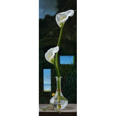 OLIO SU TELA AURELIO BRUNI ' ADOZIONE A DISTANZA ' dimensioni L 40 x H 120 cm.