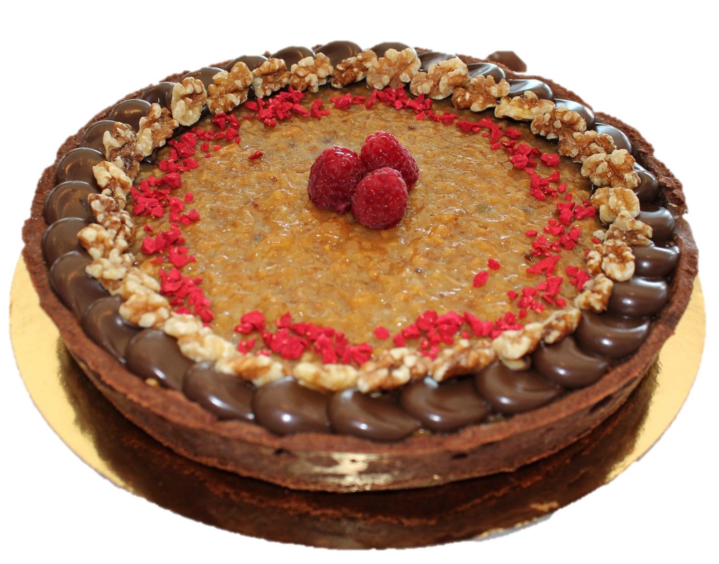 Crostata al cioccolato noci e lampone composizione AGATA
