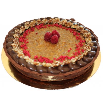 Crostata al cioccolato noci e lampone composizione AGATA