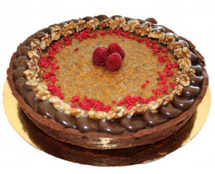 Crostata al cioccolato noci e lampone composizione AGATA