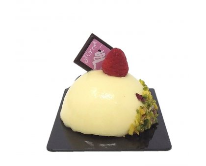 Monoporzione al cioccolato bianco e lamponi composizione D'ELITE