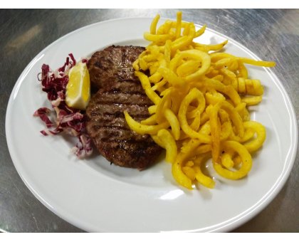 DA ASPORTO: Hamburger di manzo italiano gr. 100 con patatine fritte