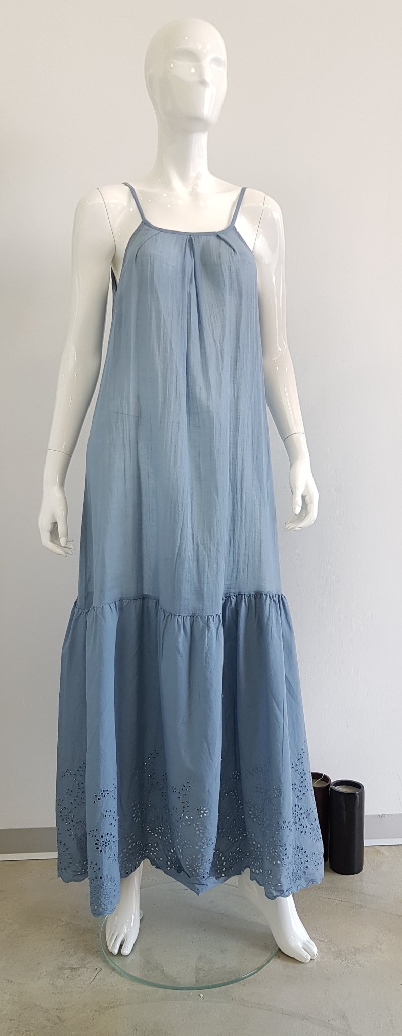 Abito lungo donna con balza Moki b Mod. 0306