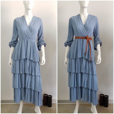 Abito lungo donna a balze Moki b Mod. 0309