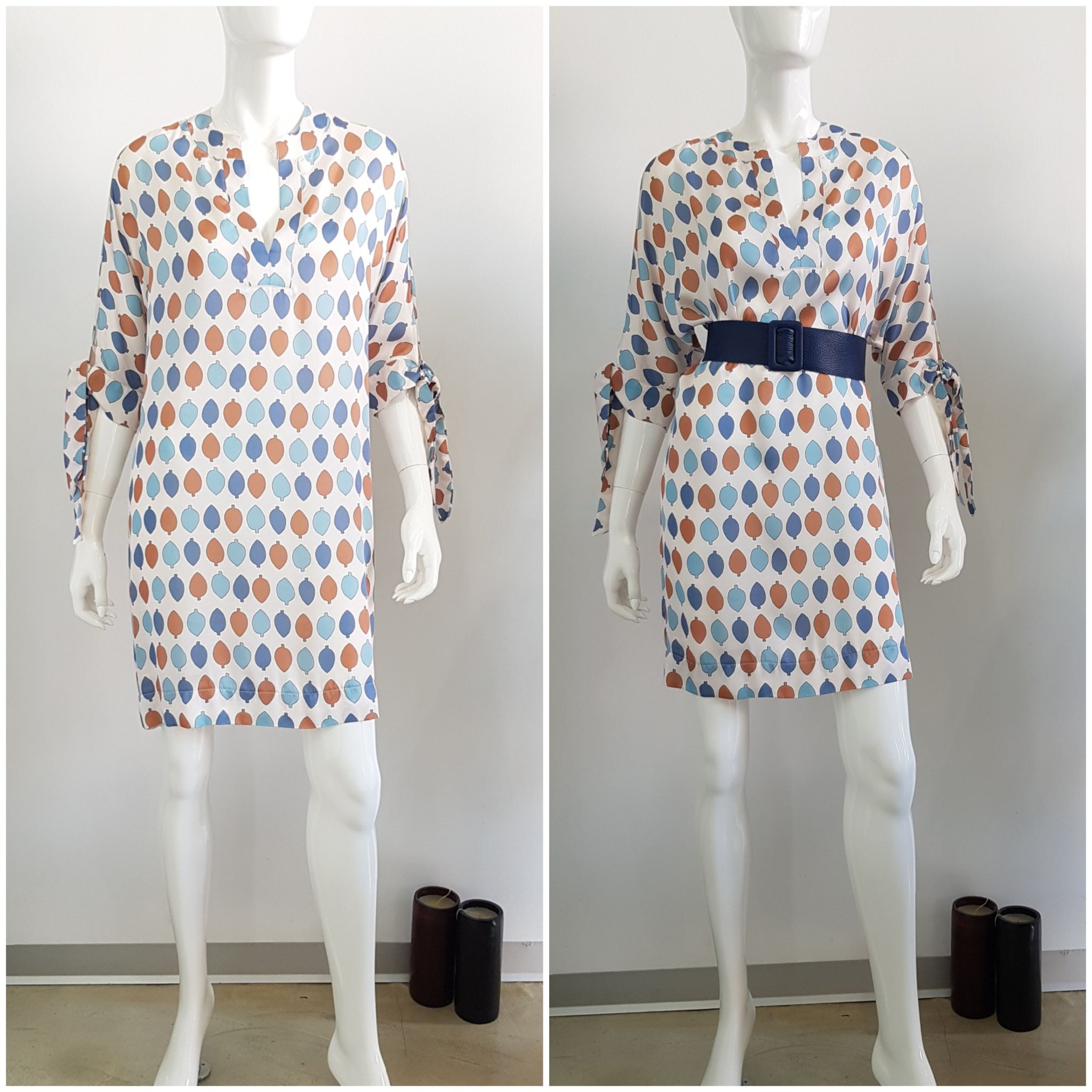 Abito donna fantasia manica con nodo Moki b Mod. 0321