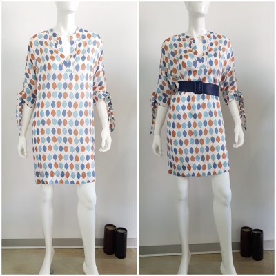 Abito donna fantasia manica con nodo Moki b Mod. 0321