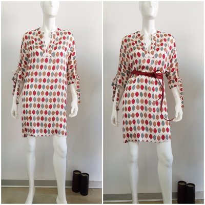 Abito donna fantasia manica con nodo Moki b Mod. 0321