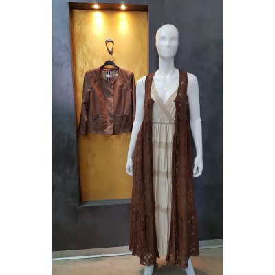 Gilet donna lungo in pzzo Moki b Mod. 0201