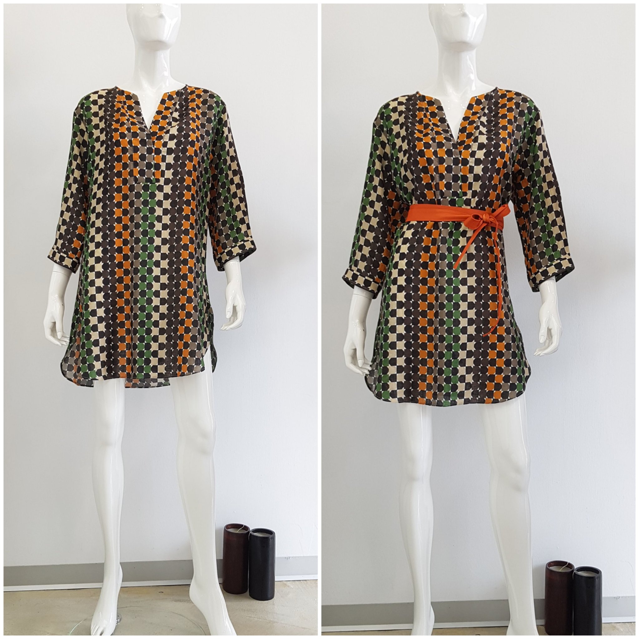 Abito/camicia donna fantasia geometrica Caliban Mod. YFLPLV