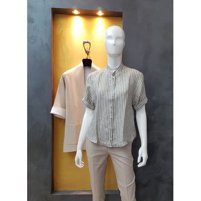 Camicia manica corta a righe donna Caliban Mod. YDRPLL