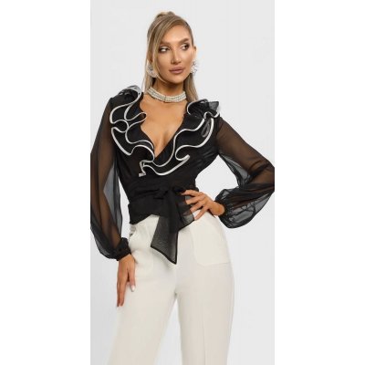 BBY Camicia Velo Con Volant Nero