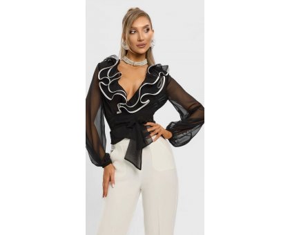 BBY Camicia Velo Con Volant Nero