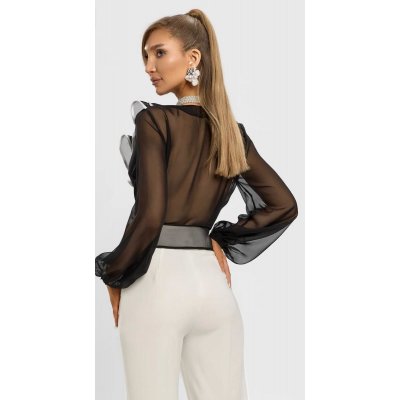 BBY Camicia Velo Con Volant Nero