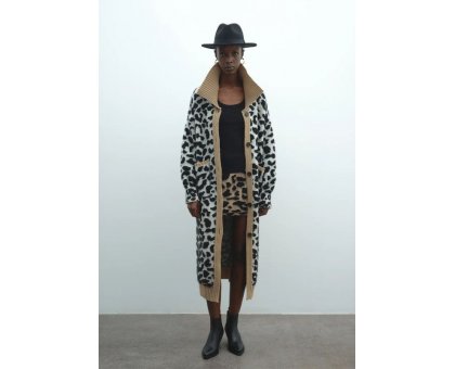 AKEP Cappotto Maculato In Maglia Base Bianca