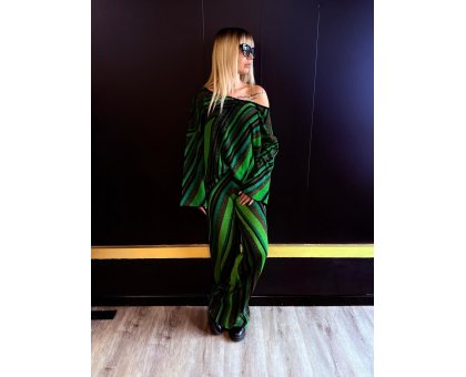 AKEP Pantalone In Maglia Jacquard Verde